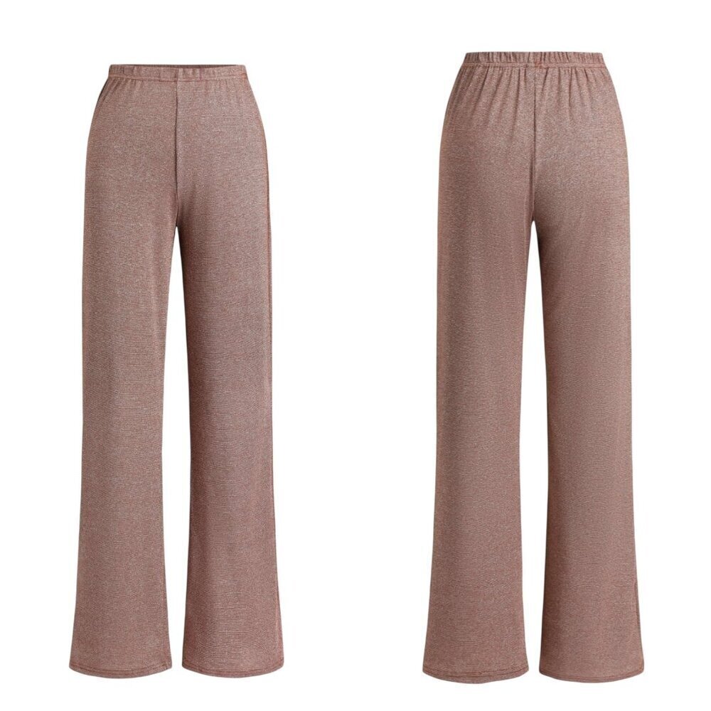 Cider Brown Glitter Wide-Leg Pants – Size Medium